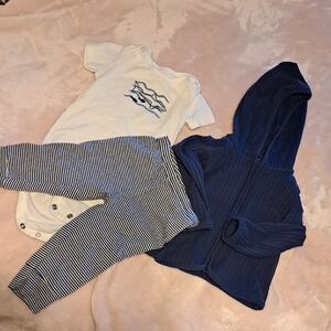 5/$25-Carter's Navy Hoodie and Striped Outfit